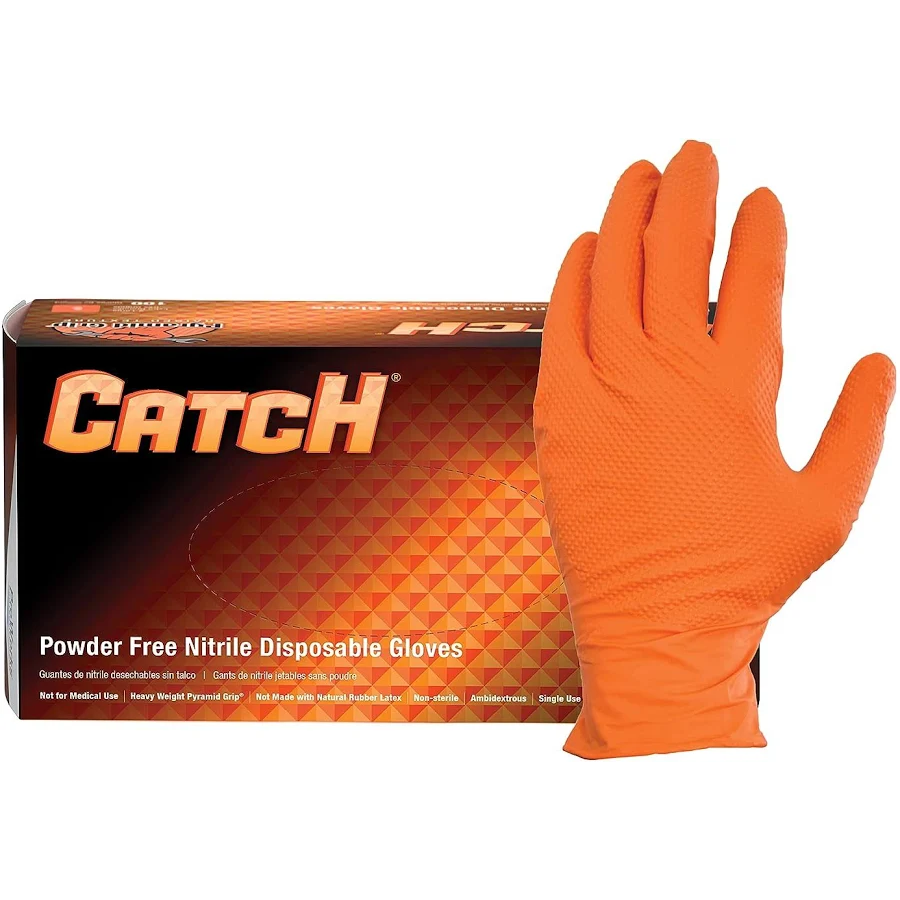 [HOSP-G-NT1060RFXL] Hosp Gl Nt 1060 Rfxl Catch Light Orange 8 Mil Nitrile Powder Free Textured Gloves X-Large